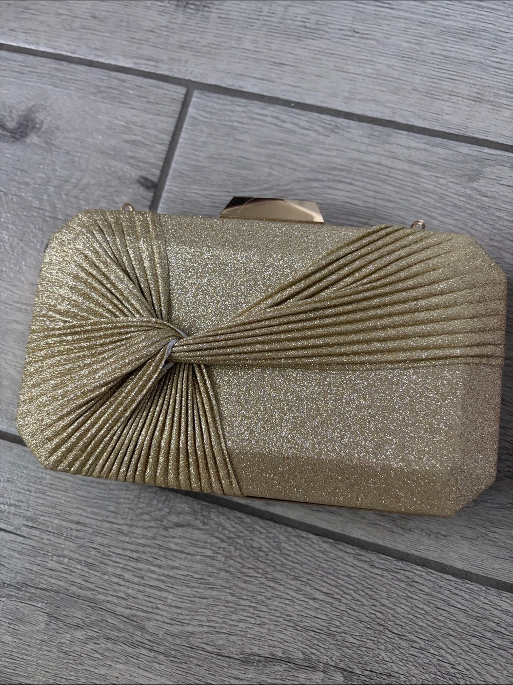Gold Glitter Knot Evening Clutch